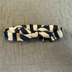 Crewcuts Bow Tie Boys S M Navy Blue Ivory Stripe Silk Age 2-7 Toddler Little Boy